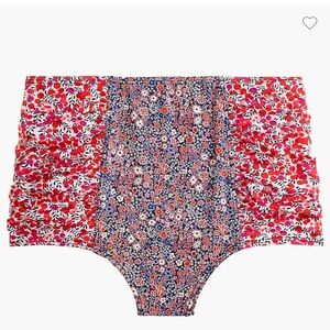 J. Crew High-waisted bikini bottom ruched sides in Liberty multi florals SMALL